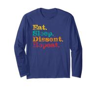 Dissenso resistere Divertente PRO-democrazia Mangiare Sonno ripetere Maglia a Manica