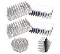 Dissipatore, CTRICALVER d'argento Dissipatore Alluminio (4 Pezzi), 40mm x 40mm x11mm, con Nastro 3M, per transistor amplificatore a LED ad alta potenza