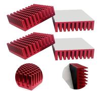 Dissipatore, CTRICALVER Dissipatore di Calore in Alluminio con Nastro 3M, 40mm x 40mm x11mm, 4 Pezzi,rosso