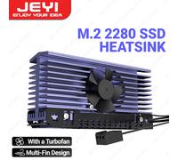 Dissipatore di calore JEYI M.2 SSD con turbofan silenzioso, radiatore NVME 2280 Dispositivo di raffreddamento efficiente per PC in lega di alluminio con cuscinetto termico in silicone