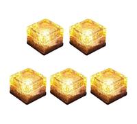 dissot 5 luci a LED a energia solare, in vetro, a forma di mattone, per Natale, esterni, sentieri, cortili, strade (bianco caldo)