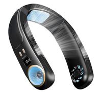 dissot Condizionatore d'aria per collo Ventilatore portatile per collo Ventilatori da collo ricaricabili senza lama che soffiano aria fredda Dispositivo di raffreddamento personale nero