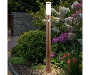 Dissuasore a LED con rilevatore di movimento Lampada da esterno Lampada da terra IP44 Lampada da giardino in legno, resistente alle intemperie, moderna, in acciaio inox marrone opalino, 9 W 810lm bian