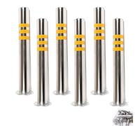 Dissuasore di sicurezza, 61 cm di altezza in acciaio inox con strisce riflettenti, diametro 7,6 cm, 6 barriere di parcheggio