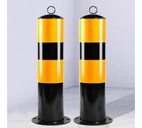 Dissuasore Di Sicurezza In Acciaio Stradale Dissuasore Di Parcheggio Pali Segnaletici In Metallo Palo Di Traffico Per Aree Sensibili Al,50 * 11.4cm(Black Yellow,2pcs)