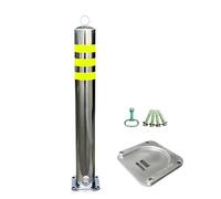 Dissuasore di sicurezza in metallo staccabile in acciaio inox, con nastro riflettente e base piatta e resistente, ideale per parcheggi e marciapiedi. 7,6 x 60 cm