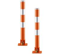 Dissuasore di sosta, 2 pezzi di dissuasori sicurezza riflettenti in acciaio pieghevoli con serratura, arancioni, 600x60 mm