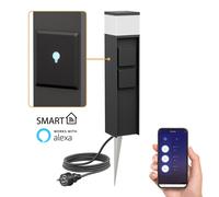 ledscom.de Dissuasore luminoso PODEL con picchetto a terra e cavo da 2 m per esterni, Smart Home, 39 cm, nero, presa G9, 2 prese