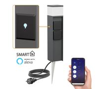 ledscom.de Dissuasore luminoso PODEL con picchetto a terra e cavo da 2 m per esterni, Smart Home, 39 cm, antracite, attacco G9, 2 prese