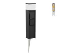 Dissuasore luminoso PODEL con picchetto a terra per esterni 39cm nero 2 prese