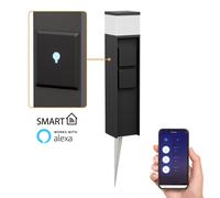 ledscom.de Bollard light PODEL con picchetto a terra per esterni, Smart Home, 39cm, nero, presa G9, 2 prese