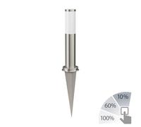 ledscom.de Dissuasore luminoso PORU con picchetto a terra per esterni, in acciaio inox, rotondo, 38,5 cm, incl. lampada E27 max. 1020lm bianca a 3 livelli senza dimmer