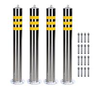 Dissuasore Parcheggio 4 pacchetti di sicurezza Bollard Post, acciaio inossidabile riflettente parcheggio guardia con 16 bulloni ancoraggio, traffico isolamento pilastro(60x11.4cm/23.6x4.5")