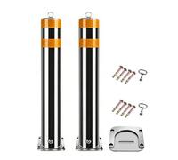 Dissuasore Parcheggio Bollard Di Sicurezza A 2 Pezzi Con Striscia Riflettente E Bullone Ancoraggio, Barriera Parcheggio In Acciaio Inossidabile Rimovibile(100x7.6cm/39.3x3in)