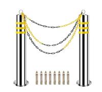 Dissuasore Parcheggio Bollard di sicurezza in acciaio inossidabile con catena plastica 5m, barriera parcheggio riflettente notturna, per area sensibile al traffico(100x16.5cm/39.3x5.9in)