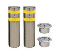 Dissuasore Parcheggio Bollard di sicurezza in acciaio inossidabile, Dissuasori di Sicurezza per barriere di parcheggio, Con Pellicola Riflettente, per parcheggio(Yellow - 2 PCS)