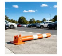 Dissuasore parcheggio pieghevole, Barriera in acciaio con lucchetto, Altezza 60 cm strisce riflettenti, Palo bloccabile, per il tuo vialetto e garage privato