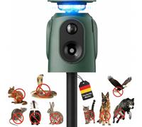 Dissuasore per gatti da giardino, repellente per martore a 360 gradi con luce LED, impermeabile IP65, 5 modalità, repellente per animali per