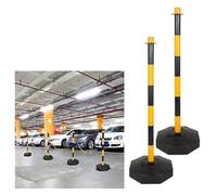 Dissuasore per parcheggio auto, Cono di sicurezza for delimitatore del traffico in acciaio, 2 pali con base riempibile, altezza 33,5 pollici(Black Yellow)