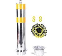 Dissuasore per parcheggio, in acciaio inox pesante, bloccabile, paletto di sicurezza rimovibile con anello per appendere e base mobile, protezione per parcheggio