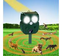 Dissuasore solare per animali, dissuasore ad ultrasuoni per gatti con sensore PIR e luce flash, 5 modalità, efficace deterrente per cani, cervi, procioni, puzzole, scoiattoli, per cortile, prato