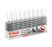 Dissuasore Volatili Acciaio Inox 100x10 cm Set 10 Pezzi Spuntoni Anti Piccioni per Cornicioni Davanzali Facciate Base Flessibile LEMAG SRL
