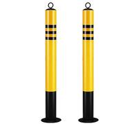 Dissuasori di Sicurezza 7.6 * 75cm, Della Barriera di Parcheggio, Dissuasori Fissi in Metallo, Paletto di Sicurezza del Parcheggio con Nastro Riflettente(2PCS)