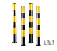 Dissuasori di sicurezza con strisce riflettenti - Barriera di parcheggio in acciaio da 119 cm, dissuasore stradale con 4 bulloni di ancoraggio per garage