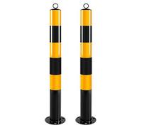 Dissuasori di traffico, Barriere di parcheggio a paletto in metallo, 29,5" H * 3" Dia, con anelli sospensione, protezione for vialetto privato(2pcs)