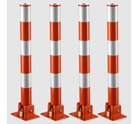 Dissuasori di traffico, Foldable Parking Barrier with Padlock,23.6" Fold Down,Folding Heavy Metal Obstacle Pile W/Warning Stripes(4 Pcs)