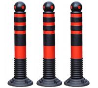 Dissuasori di traffico, Paletto di sicurezza for vialetti, paletti parcheggio in gomma for(Red,3pcs)