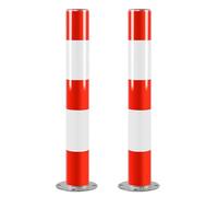 Dissuasori Parcheggio Fissi, 75 cm Paletto Fisso per Sicurezza, Barriera Parcheggio in Metallo con Nastro Riflettente e Anello, Facile Installazione(2pcs)
