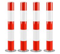 Dissuasori Parcheggio Fissi, 75 cm Paletto Fisso per Sicurezza, Barriera Parcheggio in Metallo con Nastro Riflettente e Anello, Facile Installazione(4pcs)