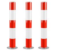 Dissuasori Parcheggio Fissi, 75 cm Paletto Fisso per Sicurezza, Barriera Parcheggio in Metallo con Nastro Riflettente e Anello, Facile Installazione(3pcs)