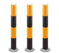 Dissuasori Parcheggio Fissi, Paletto Fisso per Sicurezza, 75 cm Barriera Parcheggio in Metallo con Nastro Riflettente e Anello, Facile Installazione(Yellow Black,3pcs)