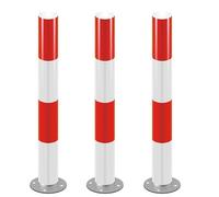 Dissuasori Parcheggio Fissi, Paletto Fisso per Sicurezza, 75 cm Barriera Parcheggio in Metallo con Nastro Riflettente e Anello, Facile Installazione(Red White,3pcs)