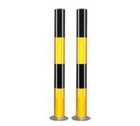 Dissuasori Parcheggio Fissi, Paletto Fisso per Sicurezza, Barriera Parcheggio in Metallo con Nastro Riflettente e Anello, 75 * 7.6CM,Facile Installazione(Black Yellow,2pcs)