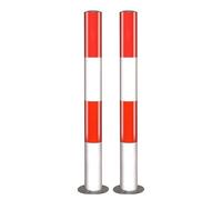 Dissuasori Parcheggio Fissi, Paletto Fisso per Sicurezza, Barriera Parcheggio in Metallo con Nastro Riflettente e Anello, 75 * 7.6CM,Facile Installazione(Red White,2pcs)