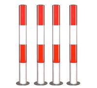 Dissuasori Parcheggio Fissi, Paletto Fisso per Sicurezza, Barriera Parcheggio in Metallo con Nastro Riflettente e Anello, 75 * 7.6CM,Facile Installazione(Red White,4pcs)