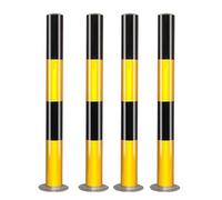 Dissuasori Parcheggio Fissi, Paletto Fisso per Sicurezza, Barriera Parcheggio in Metallo con Nastro Riflettente e Anello, 75 * 7.6CM,Facile Installazione(Black Yellow,4pcs)