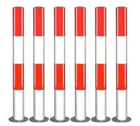 Dissuasori Parcheggio Fissi, Paletto Fisso per Sicurezza, Barriera Parcheggio in Metallo con Nastro Riflettente e Anello, 75 * 7.6CM,Facile Installazione(Red White,6pcs)