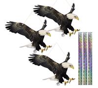 Dissuasori per Piccioni 3Pezzi, Picchi Dissuasore per Uccelli, Piatto Finto Falco Scaccia Piccioni, Spaventa Piccioni con Nastro Riflettente, Piccioni Dissuasori Balcone Lontano Giardino Piscina Patio