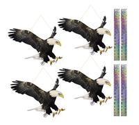 Dissuasori per Piccioni 4Pezzi, Picchi Dissuasore per Uccelli, Piatto Finto Falco Scaccia Piccioni, Spaventa Piccioni con Nastro Riflettente, Piccioni Dissuasori Balcone Lontano Giardino Piscina Patio