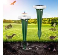 Dissuasori per Talpe, 3 Modalità di Vibrazione Scaccia Talpe con Luce LED, Solare e Impermeabile Dissuasori per Scoiattolo, Ratti e Serpenti, per Prati, Cortili e Giardini (4, Verde)