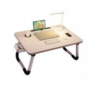 Distanza del Letto per Laptop Portatile con Supporto per Tazza e Cassetto - Vassoio Multiuso Pieghevole Leggere, Scrivere, Mangiare su Divano o Pavimento - Bianco