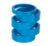 Distanziali forcella in alluminio per biciclette, set da 5 pezzi con dimensioni da 5 mm e 10 mm per una vestibilità personalizzata (blu)