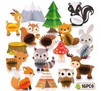 Distaratie 16 pezzi Centrotavola a nido d'ape con animali del bosco Amici della foresta Topper da tavolo 3D per decorazioni per baby shower nel b