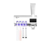 Distens di dentifricio automatico - Porta dello spazzolino a parete, stazione organizzatore per bagno a 4 slot | Meccanismo di Squeezer a una mano, design per lo spazio per lo spazio, hardware di