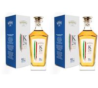 Distilleria Bertagnolli K24 Liquid Gold Grappa Riserva 24 mesi barruque, 42% vol., 700ml, Limited Edition EURO 2024 (Confezione da 2)