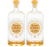 Distillerie Nonino, Grappa Monovitigno Moscato 41% vol. Elegante, aromatica con sentore di rose, salvia e vaniglia - Bottiglia in vetro da 500 ml (Confezione da 2)